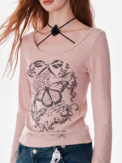 Printed long sleeve T-shirt