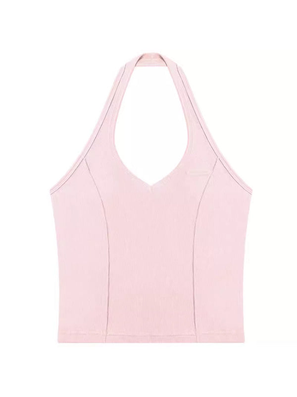 Halter neck slim fit vest