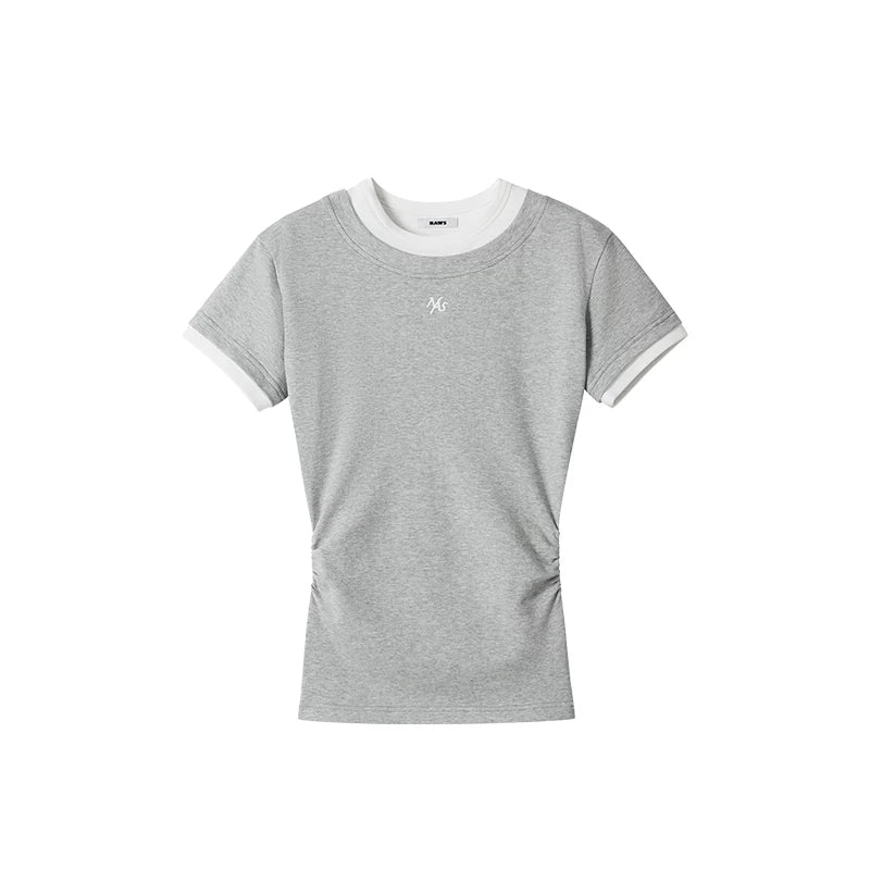 Color-Block Ruched Slim Tee