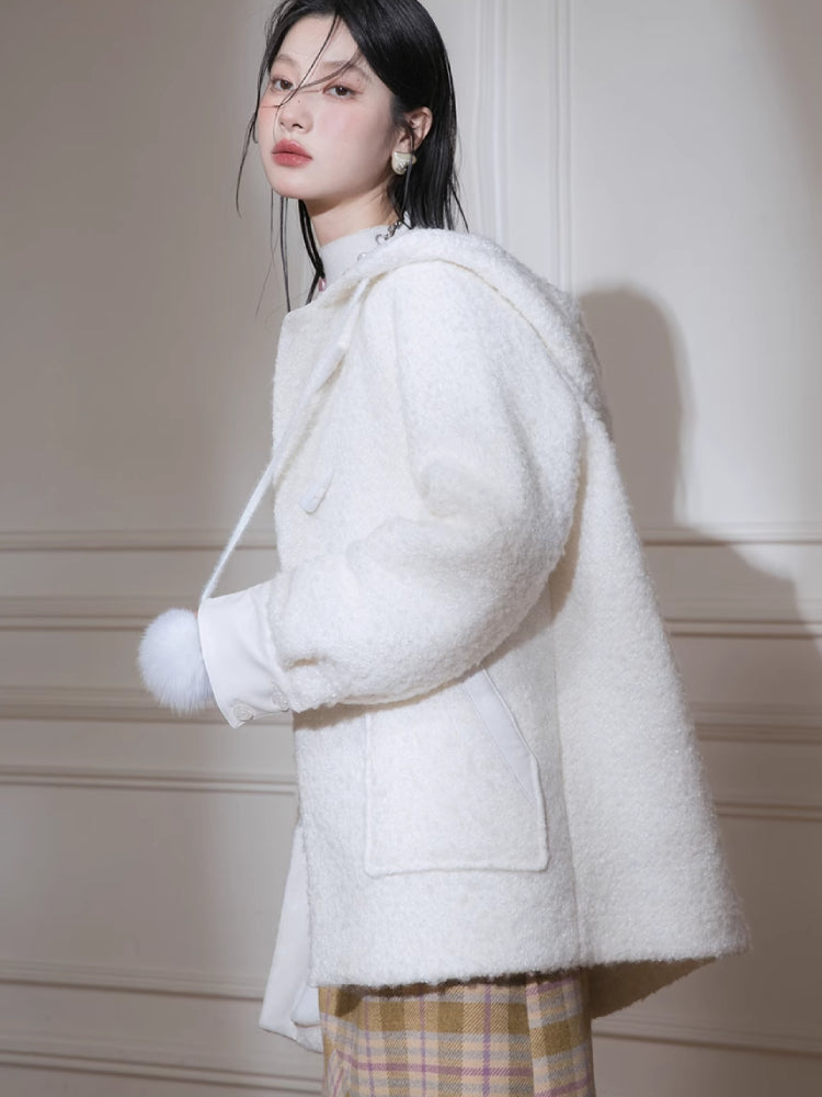 Snow white wool jacket