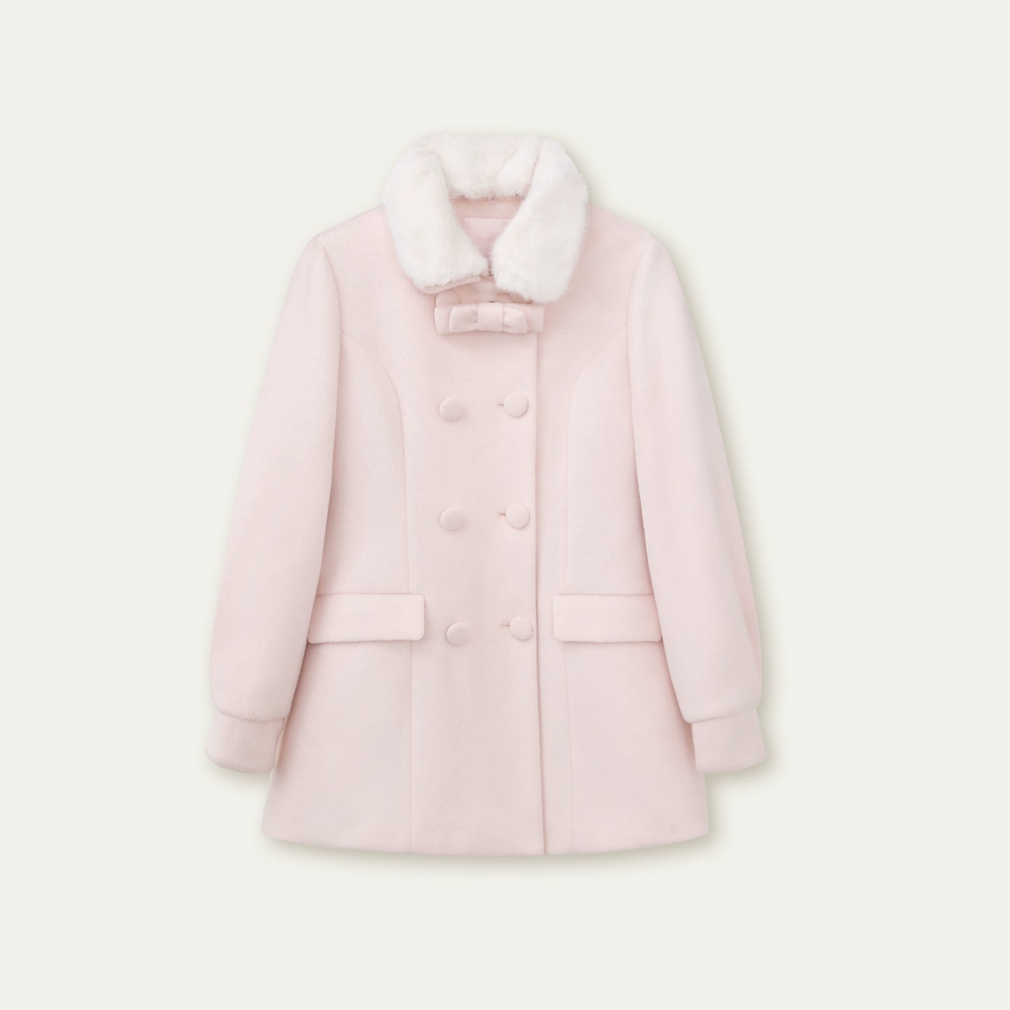 Double-Breasted Fur Collar Coat Set-Up