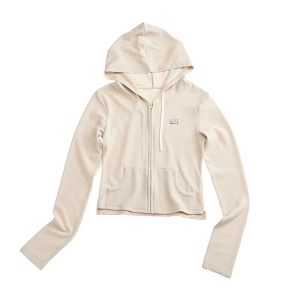 Lightweight Waffle Knit Hooded Jacket