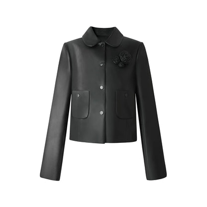 Schwarze Rosenlederjacke