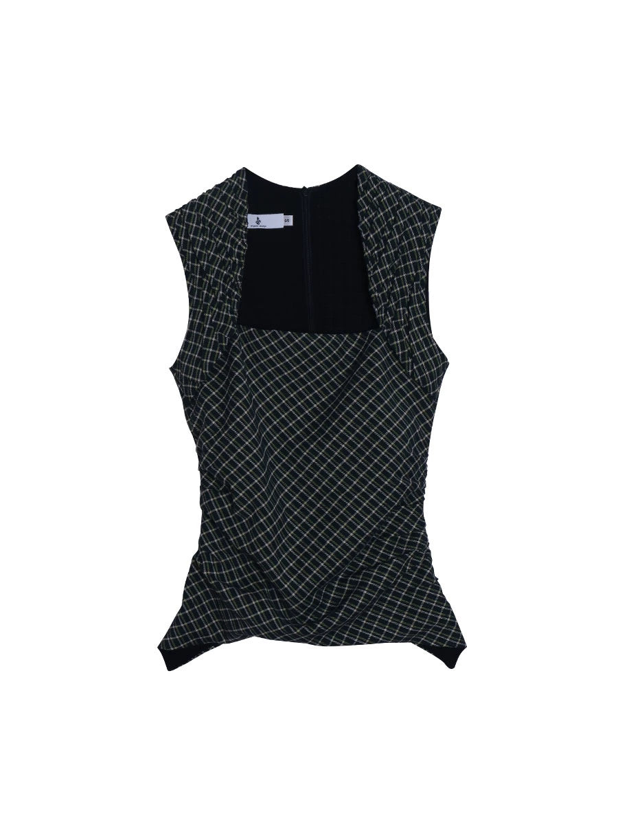 Sleeveless Tartan Vest