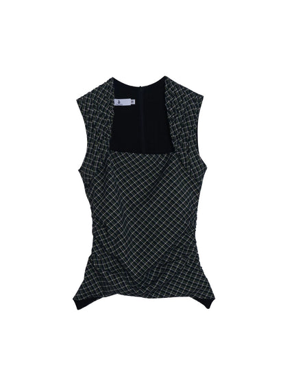 Sleeveless Tartan Vest