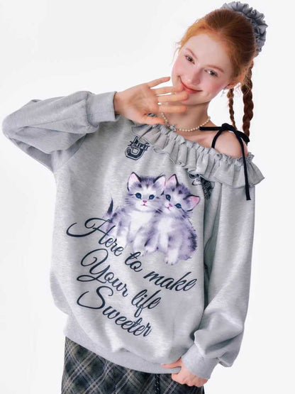 Cat print sweatshirt