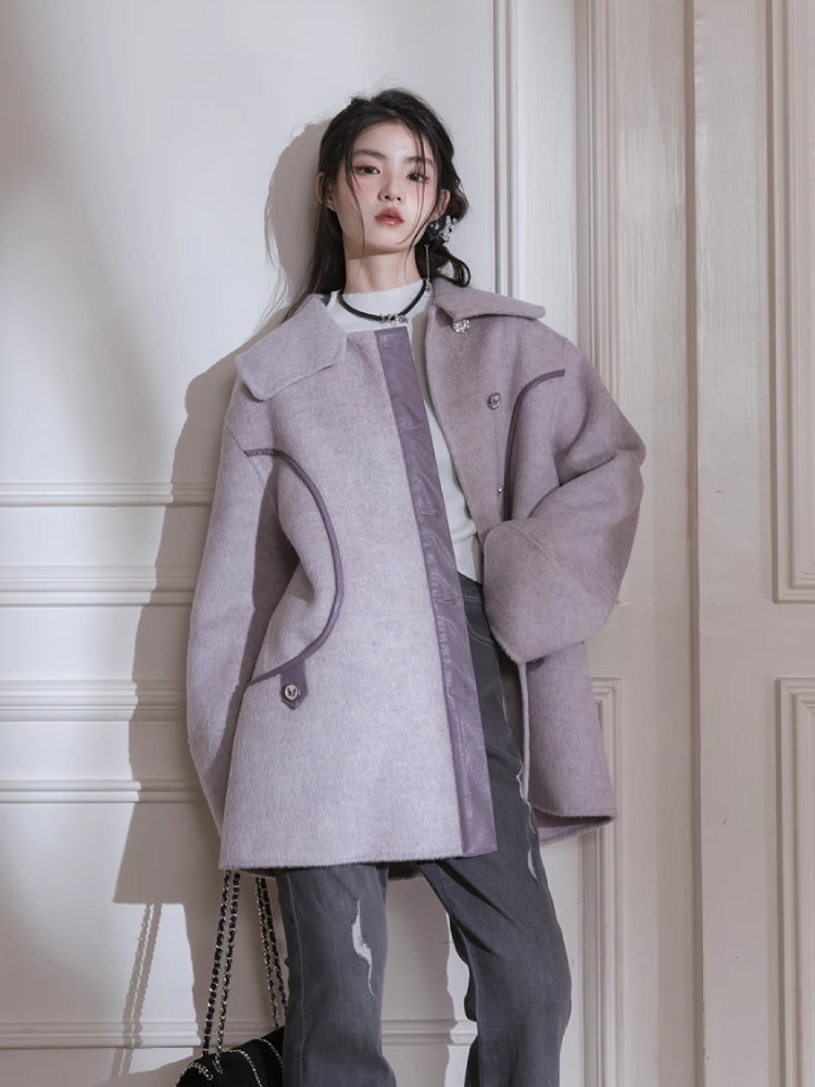 Night purple wool coat