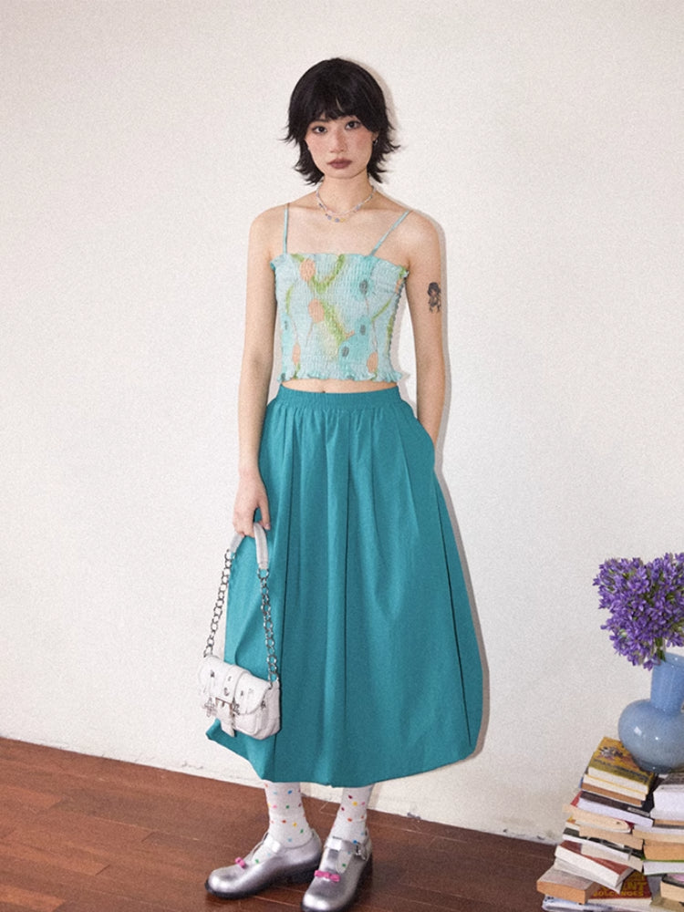 4 Color Bud Long Skirt