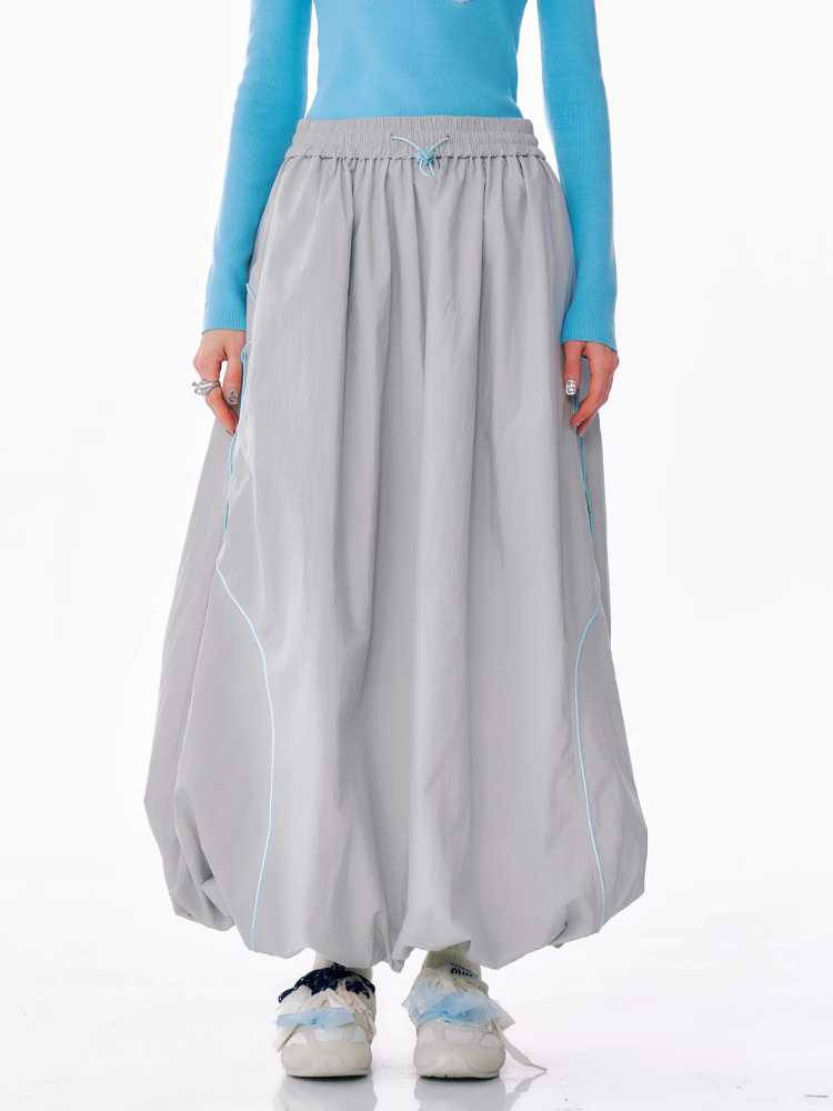 Retro high waist long skirt