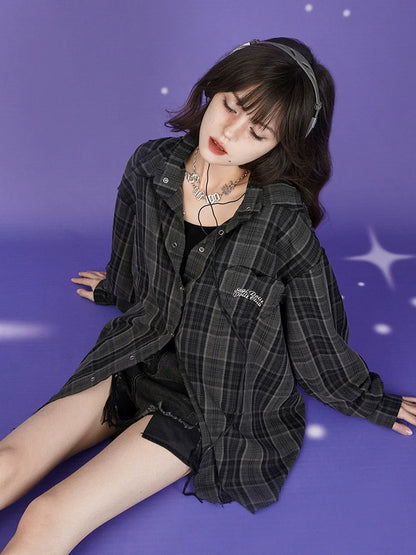 Plaid Loose Long-sleeved Shirt