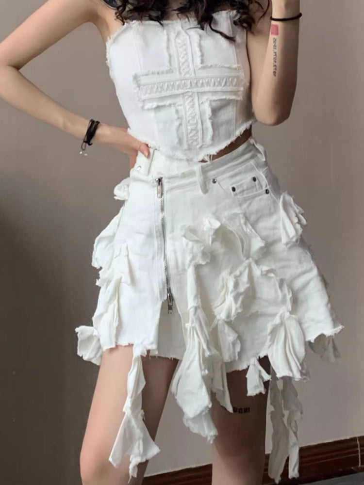 Hot girl denim short skirt