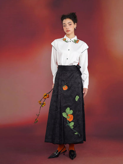 Chinese embroidery satin skirt