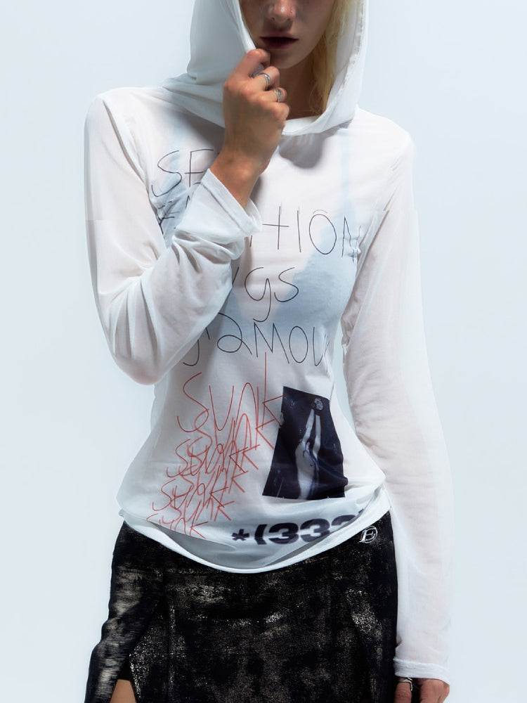 Hooded long sleeve printed sweatshirt