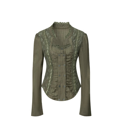 Retro Lace Splicing Shirt