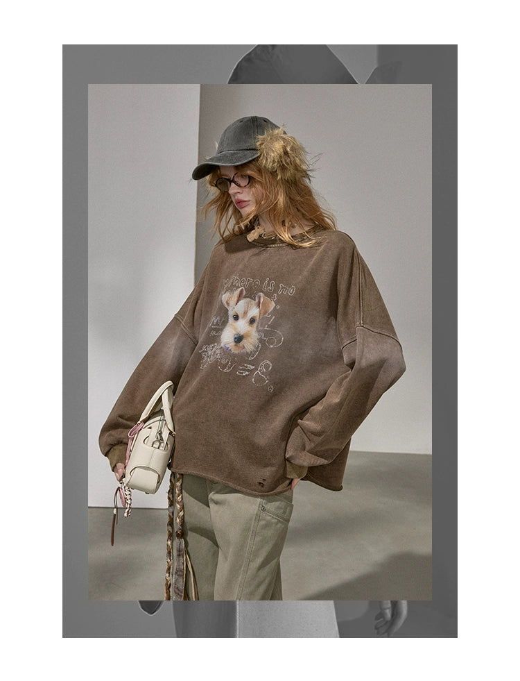 Retro Mottled Graphic Sweatshirt