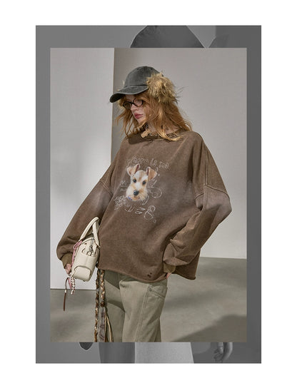Retro Mottled Graphic Sweatshirt