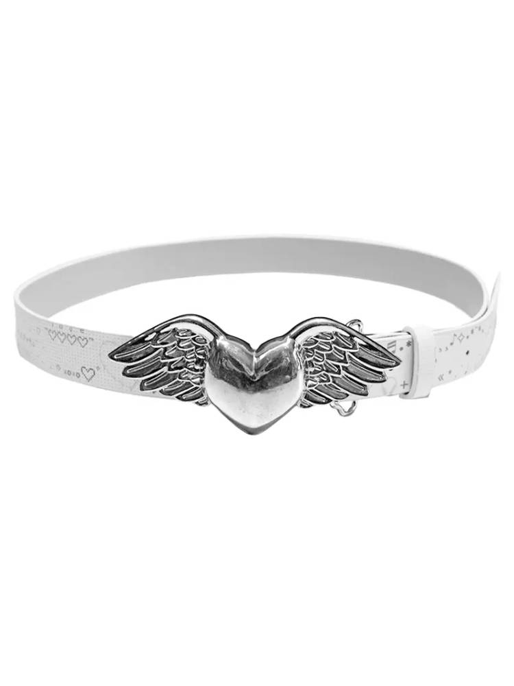 Angel white PU leather belt