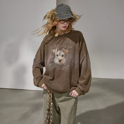 Retro Mottled Graphic Sweatshirt