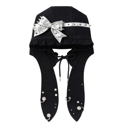 Studded Bow Rabbit Ear Hat