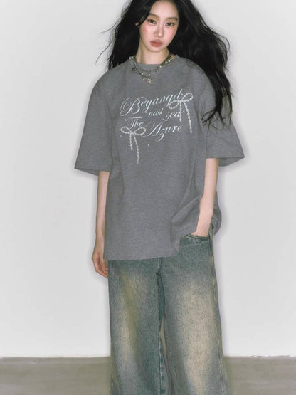 Round neck printed oversized T-shirt