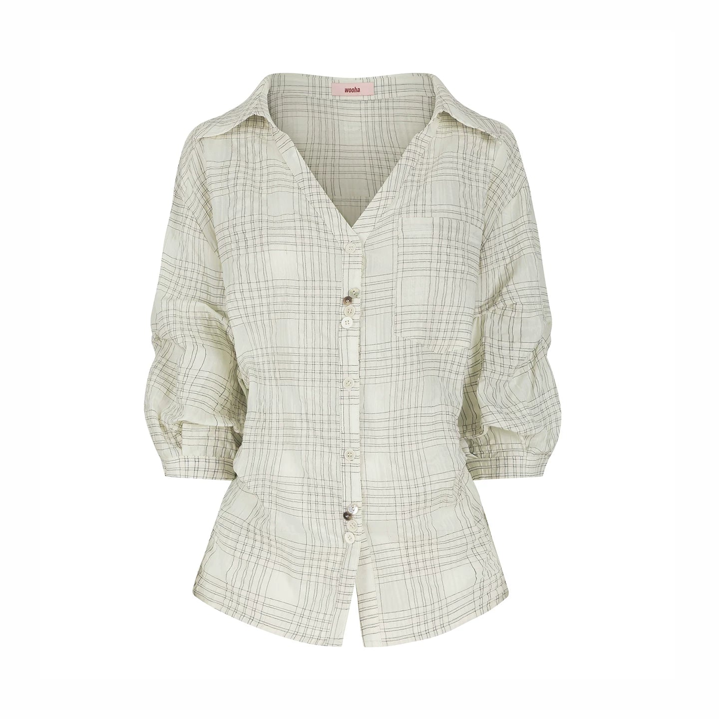 Sweet Plaid Mid-Sleeve Blouse