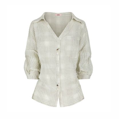 Sweet Plaid Mid-Sleeve Blouse