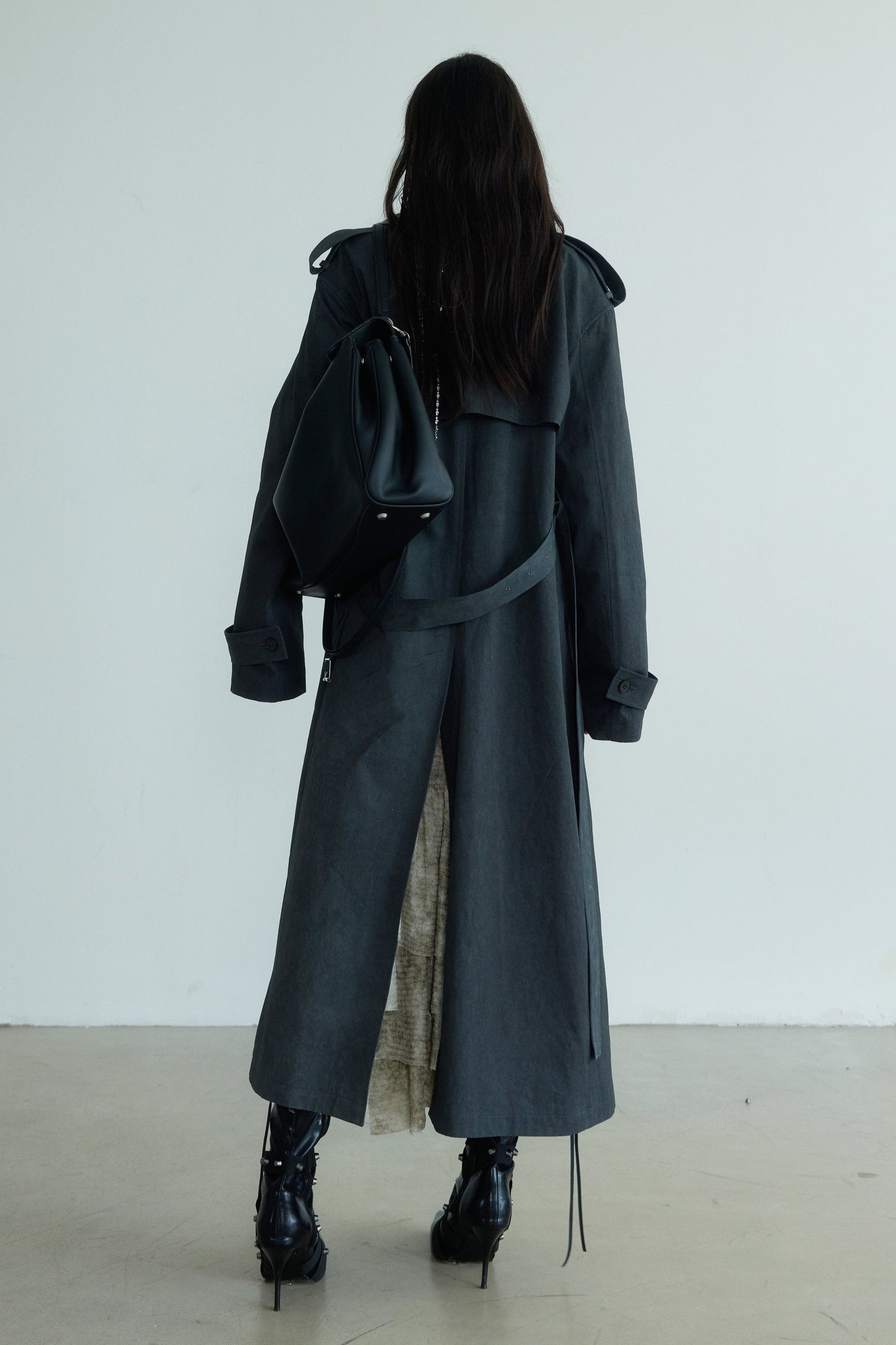 Contrast Stitching Genderless Trench Coat