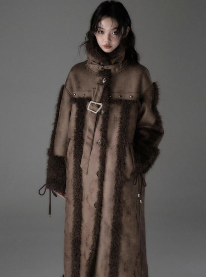 Long lamb fur coat