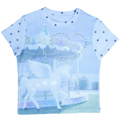 Aquablaues Einhorn-Strass-Oberteil