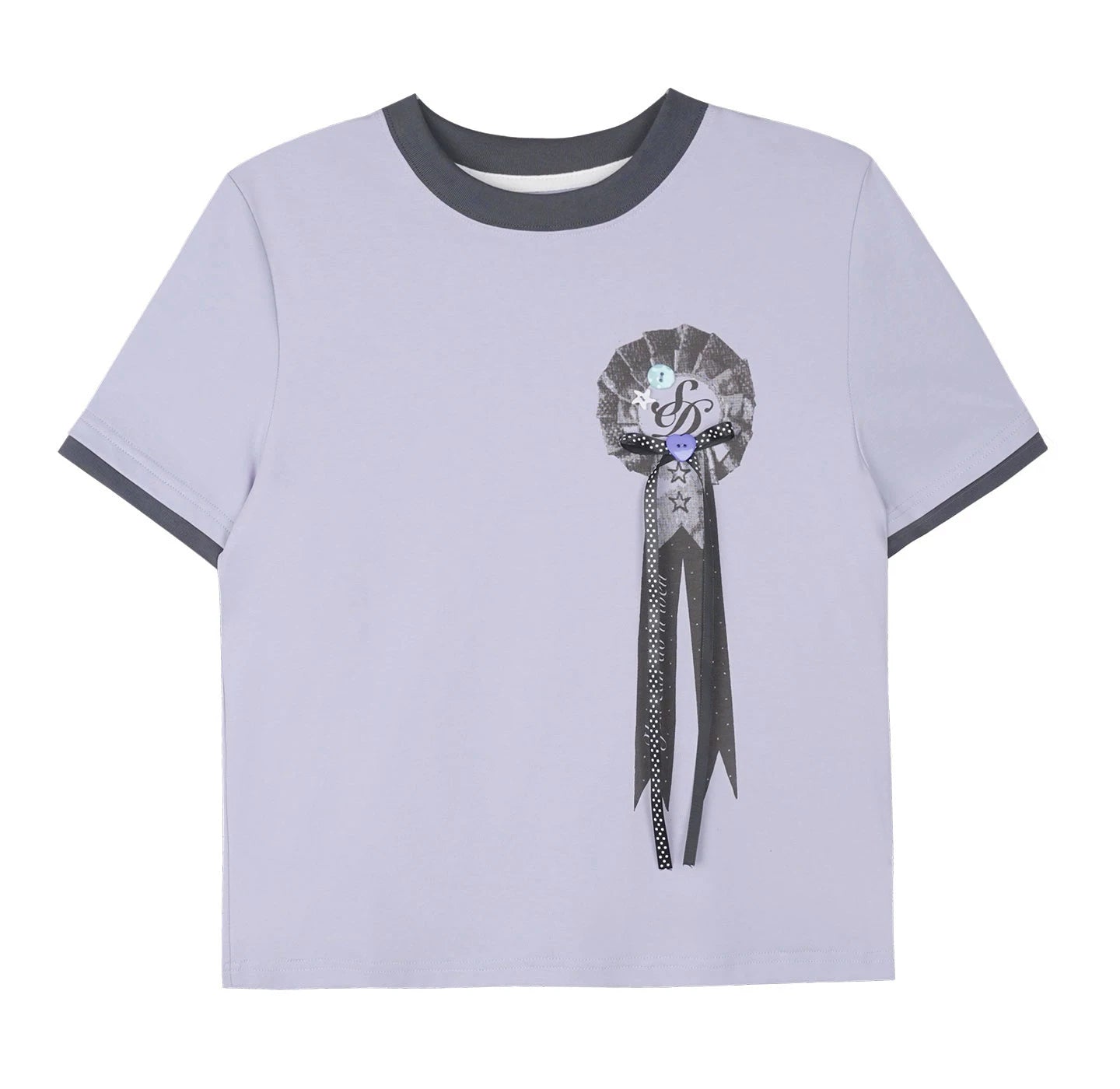 Light Purple Floral Ribbon Top