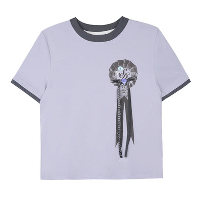 Light Purple Floral Ribbon Top