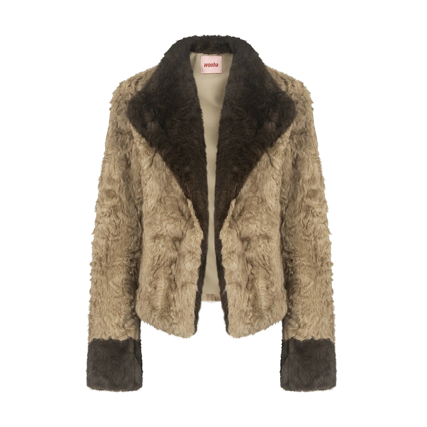 Two-Tone Patchwork Furry Coat