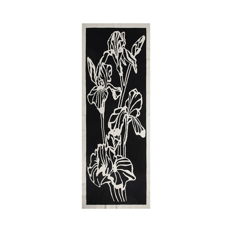 Black and White Floral Scarf