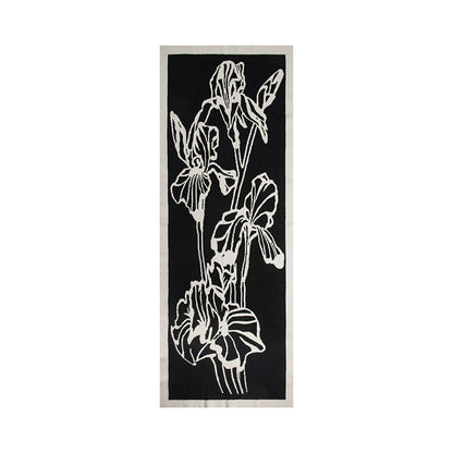 Black and White Floral Scarf