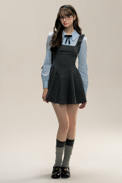 Contrasting College Girly Shirt Dress