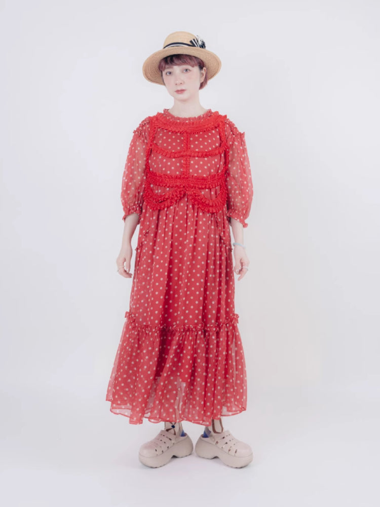 Vintage style dot chiffon dress