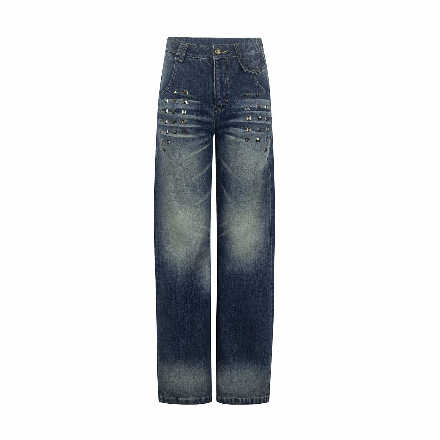 Retro Studded Rhinestone Jeans