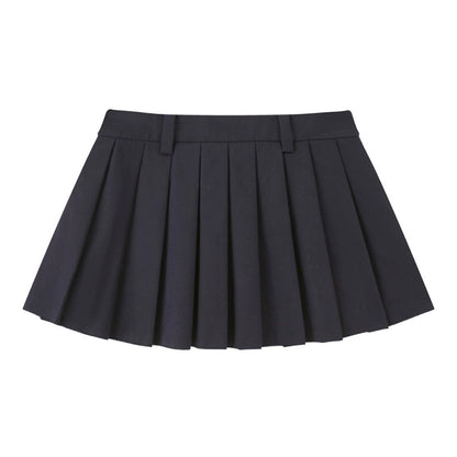 Preppy Silk Pleated Puffy Skirt