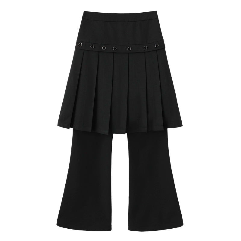 Two-in-One Pleated Skirt and Flared Pants