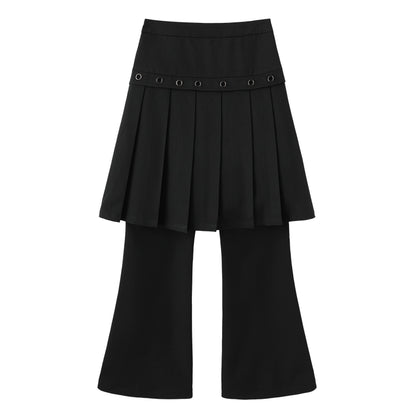 Two-in-One Pleated Skirt and Flared Pants