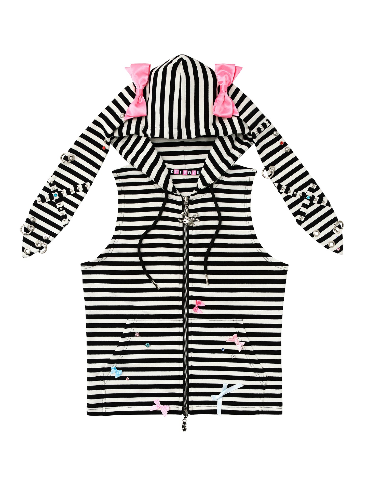 Rhinestone Bowknot Striped Vest