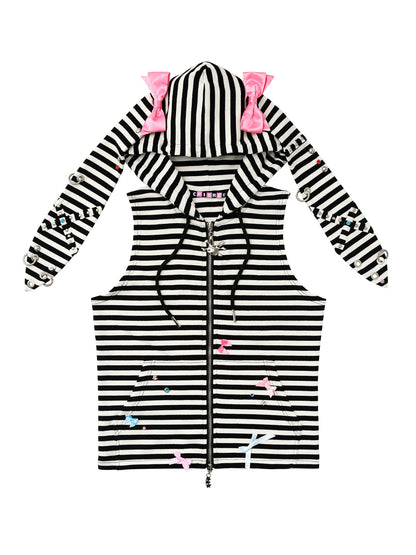 Rhinestone Bowknot Striped Vest