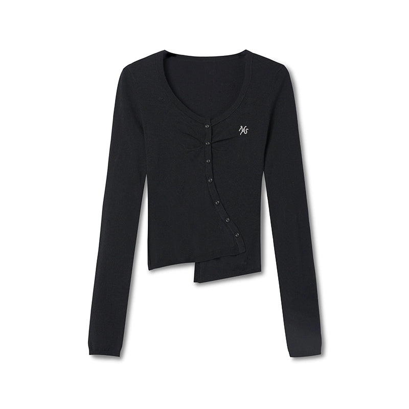 Blue Silk Asymmetrical Knit Top