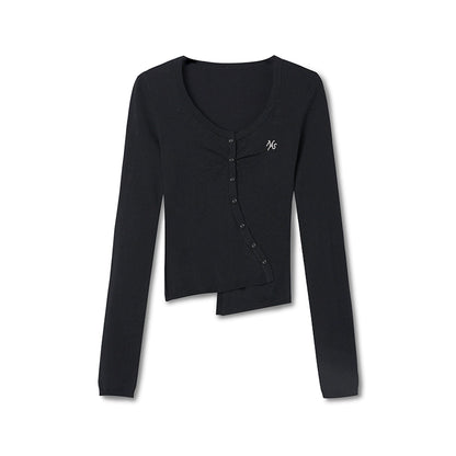 Blue Silk Asymmetrical Knit Top