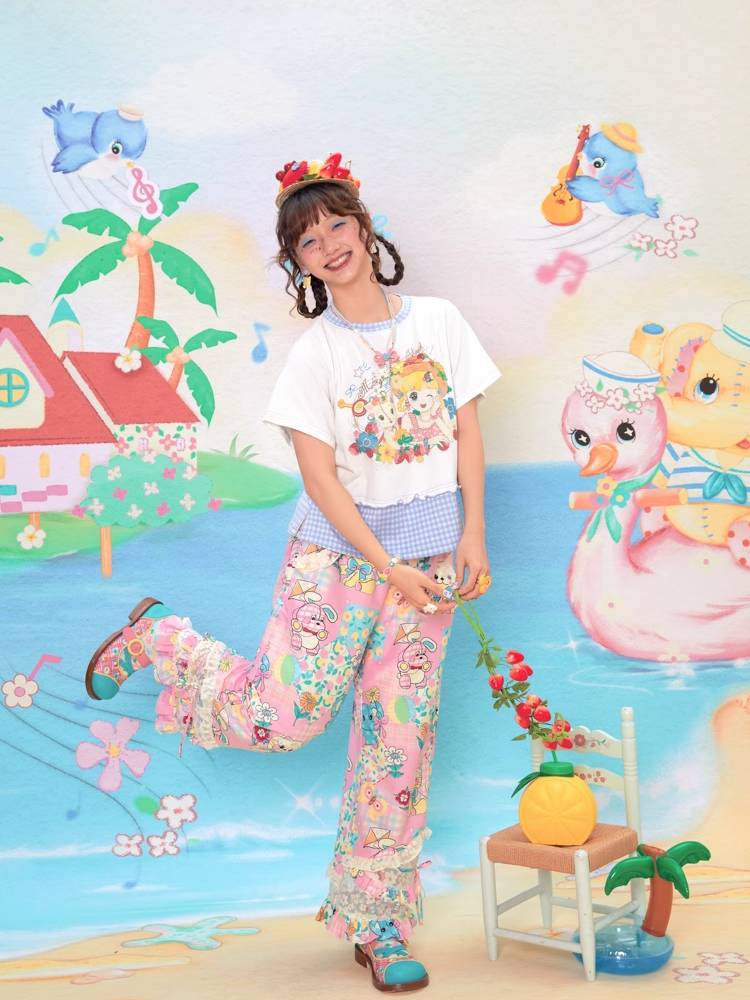 Cartoon print short sleeve T-shirt