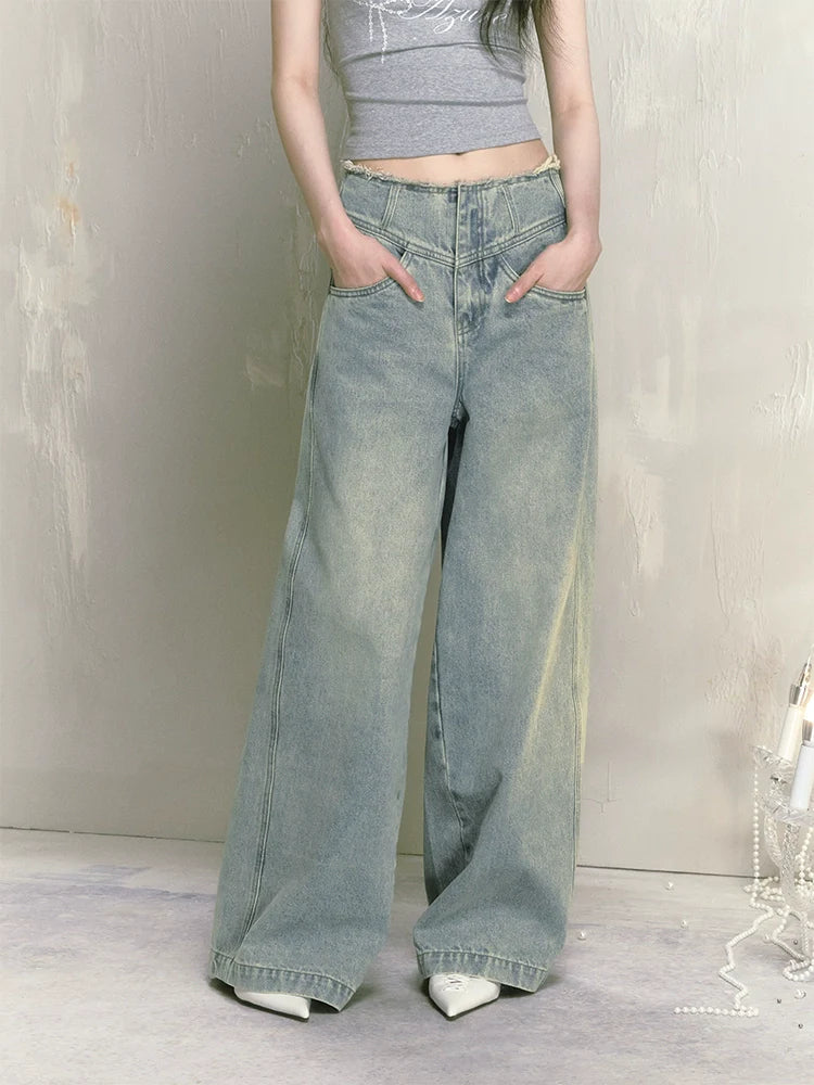 Wide leg high waist jeans