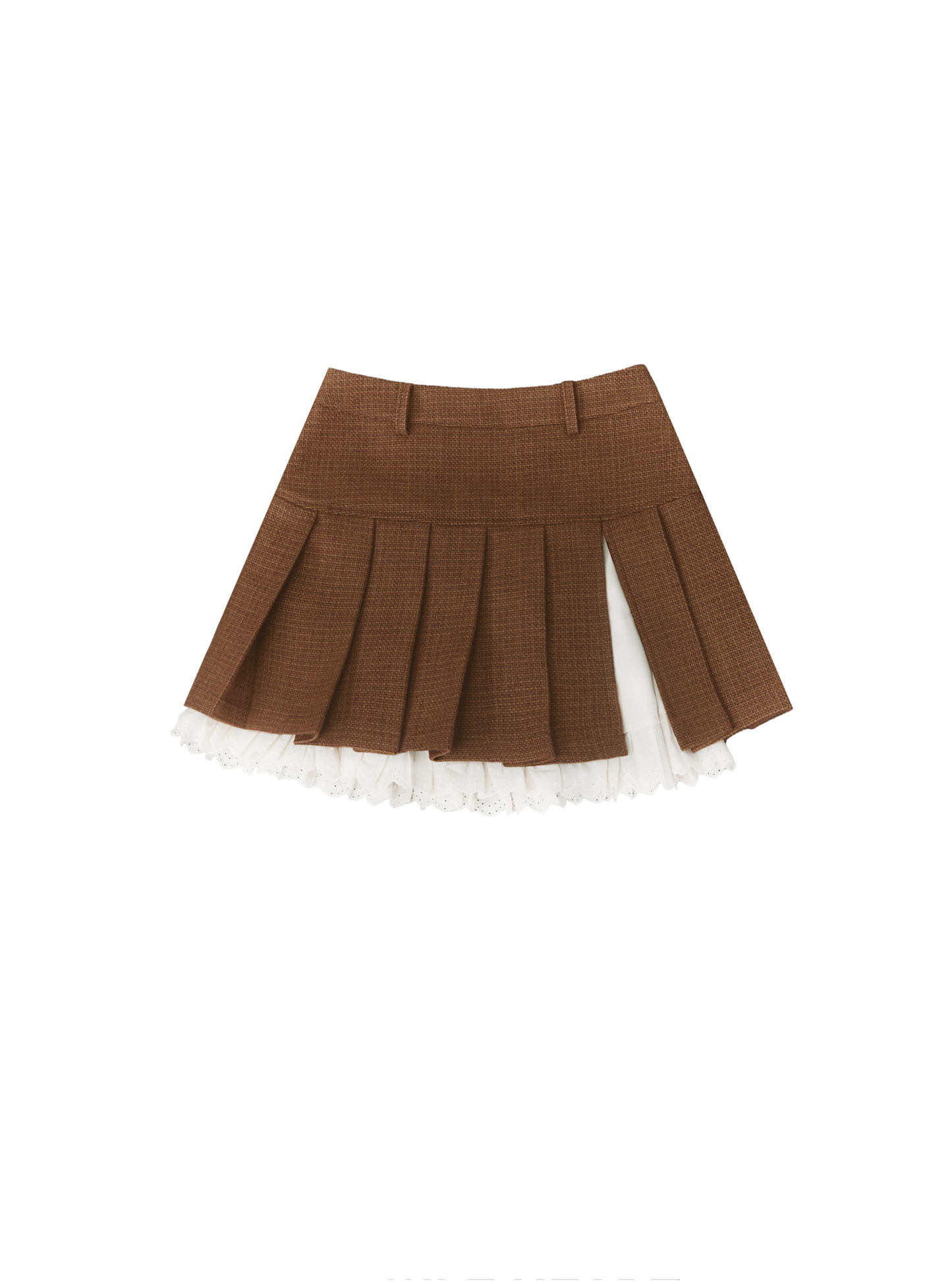 Brown Plaid Pleated Skirt