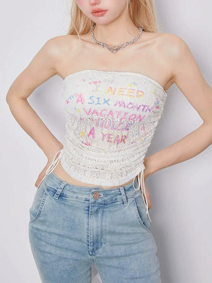 Hand-drawn print tube top