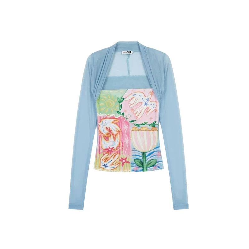 Mesh Splicing Hand-Painted Vest Top