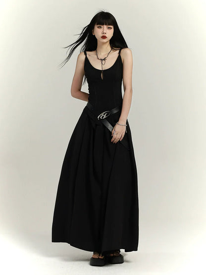 Chinese Black Long Slip Dress